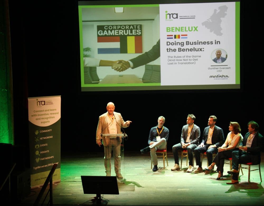 Gunther Everaert speaking at an IMA Europe member meeting in Brussels